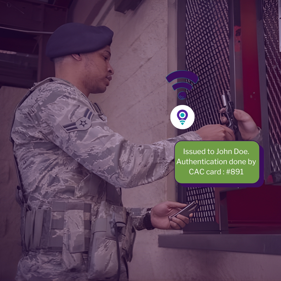 User-supplied TrackerIoT demonstration showing personnel identification and an illustrative equipment issue record